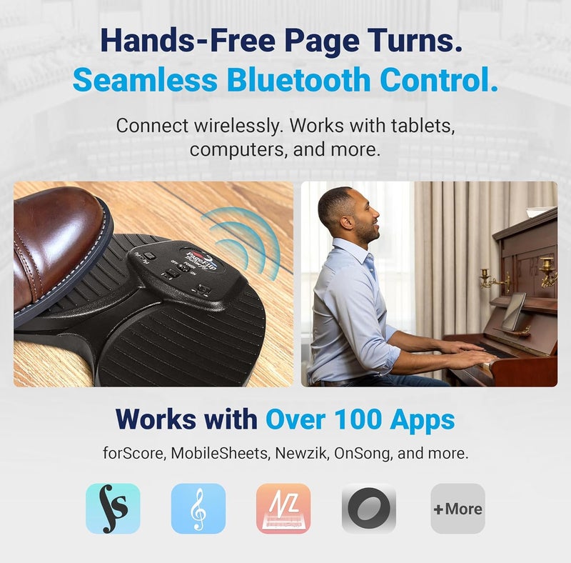 PageFlip Butterfly Bluetooth Page Turner Pedal – Silent, Rugged Foot Pedal Page Turner for iPad, Android & PC – Hands-Free Sheet Music Control – Works with forScore, OnSong, MobileSheets and 100+ more - Image 2